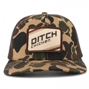 Custom Duck Brown Camo Snapback Mesh Patch Logo 6 Panel Richardson 112 Trucker Cap Hat
