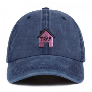 100% cotton washed trap house embroidery men women hip hop sports cap logo custom fashion baseball hat